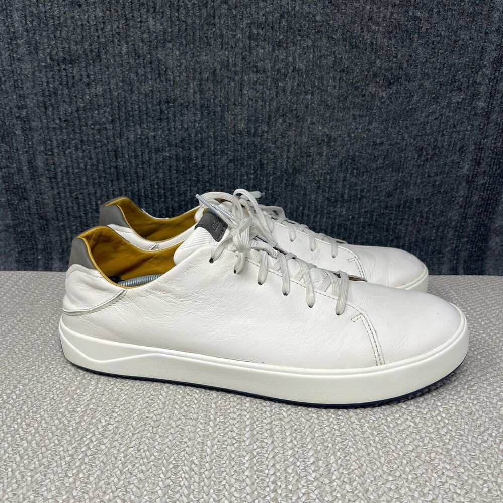 Olukai Waialae Golf Shoes Spikeless White Leather Mens Size 15 Lace Up Low Top - Picture 1 of 8
